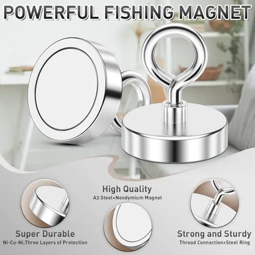 FINDMAG 350 LBS Fishing Magnet, 2 Inch (50mm) Diameter x 0.39 Inch (10mm) Thickness | Heavy Duty Neodymium Retrieval Magnet thumbnail 8