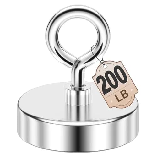 FINDMAG 200 LBS Fishing Magnet 45mm (1.76 Inch) Diameter | Strong Neodymium Metal Pickup Tool with Eyebolt thumbnail 1