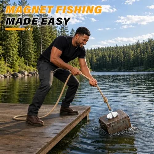 FINDMAG 200 LBS Fishing Magnet 45mm (1.76 Inch) Diameter | Strong Neodymium Metal Pickup Tool with Eyebolt thumbnail 2