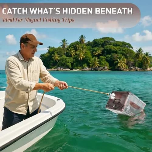 FINDMAG 200 LBS Fishing Magnet 45mm (1.76 Inch) Diameter | Strong Neodymium Metal Pickup Tool with Eyebolt thumbnail 3