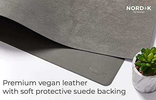 Nordik Leather Desk Mat - Alaskan Gray - Large Leather Desk Pad 35x17 in | Waterproof, Ergonomic & Premium thumbnail 4