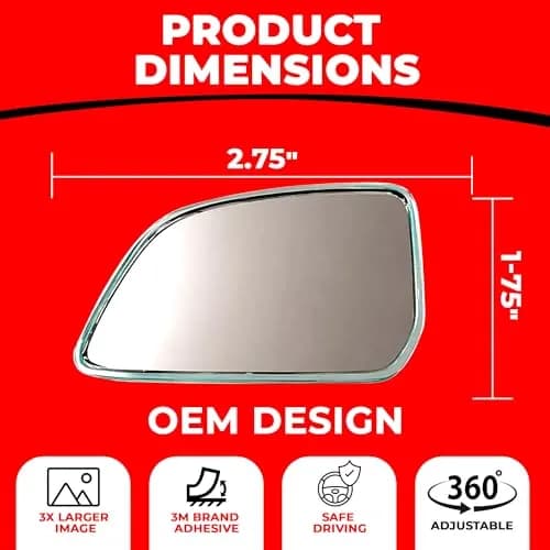 Utopicar Frameless Convex Blind Spot Mirrors 7 cm (2.75") | Wide Angle Rear View for SUVs, Trucks, RVs thumbnail 6