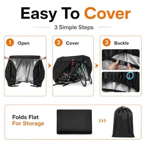 Hanmir Bike Cover Waterproof Outdoor, Bicycle Cover with Bag for 2-3 Bikes | Heavy-Duty, Windproof & UV Resistant thumbnail 6