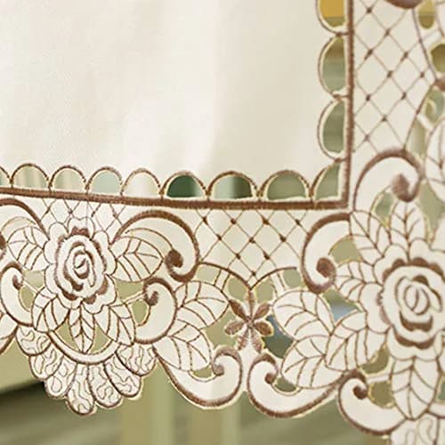 WELLYUK 57" x 57" (145 cm x 145 cm) Vintage Embroidered Brown Flower Classic Lace Square Tablecloth | Elegant Home Decor thumbnail 6