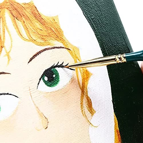 TRANSON 10Pcs Extra Fine Tip Detail Brushes for Model Miniature & Acrylic Watercolor | Precise, Nylon, Green thumbnail 7