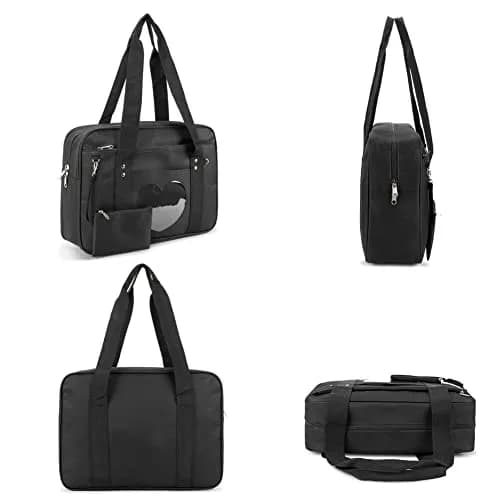 STEAMEDBUN Kawaii Ita Bag Japanese School Bag Large Shoulder Anime Heart Purse (Black) | Cute Tote for School & Travel thumbnail 6