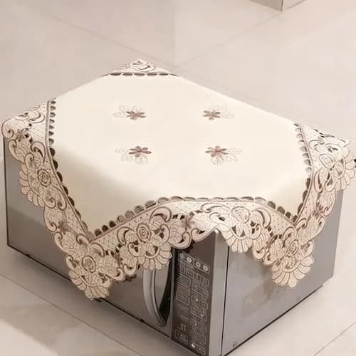 WELLYUK Embroidered Brown Flower Tablecloth 55cm (22 Inch) Square | Vintage Lace Style for Dining & Home Decor thumbnail 1