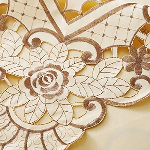 WELLYUK Embroidered Brown Flower Tablecloth 55cm (22 Inch) Square | Vintage Lace Style for Dining & Home Decor thumbnail 8