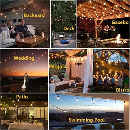 Meidaoduo Outdoor String Light 48FT LED Heavy-Duty Patio Lights | Waterproof, Shatterproof Bulbs, Linkable, 15 LED Bulbs, 120V thumbnail 4
