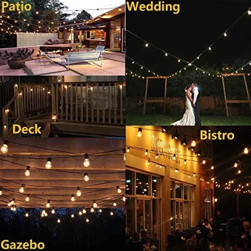 Meidaoduo Outdoor String Light 48FT LED Heavy-Duty Patio Lights | Waterproof, Shatterproof Bulbs, Linkable, 15 LED Bulbs, 120V thumbnail 6