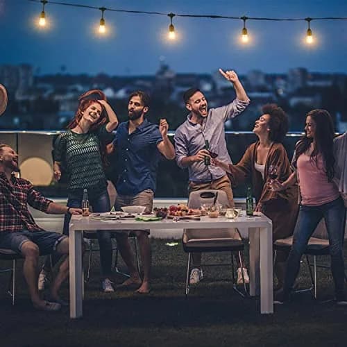 Meidaoduo Outdoor String Light 48FT LED Heavy-Duty Patio Lights | Waterproof, Shatterproof Bulbs, Linkable, 15 LED Bulbs, 120V thumbnail 2