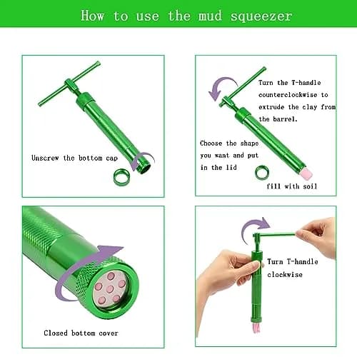 YAMHOHO Stainless Steel Clay Extruder Set 16.5cm | 20 Interchangeable Discs for Ceramics & Pastry (Green) thumbnail 5