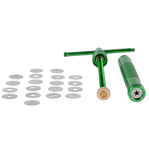 YAMHOHO Stainless Steel Clay Extruder Set 16.5cm | 20 Interchangeable Discs for Ceramics & Pastry (Green) thumbnail 3