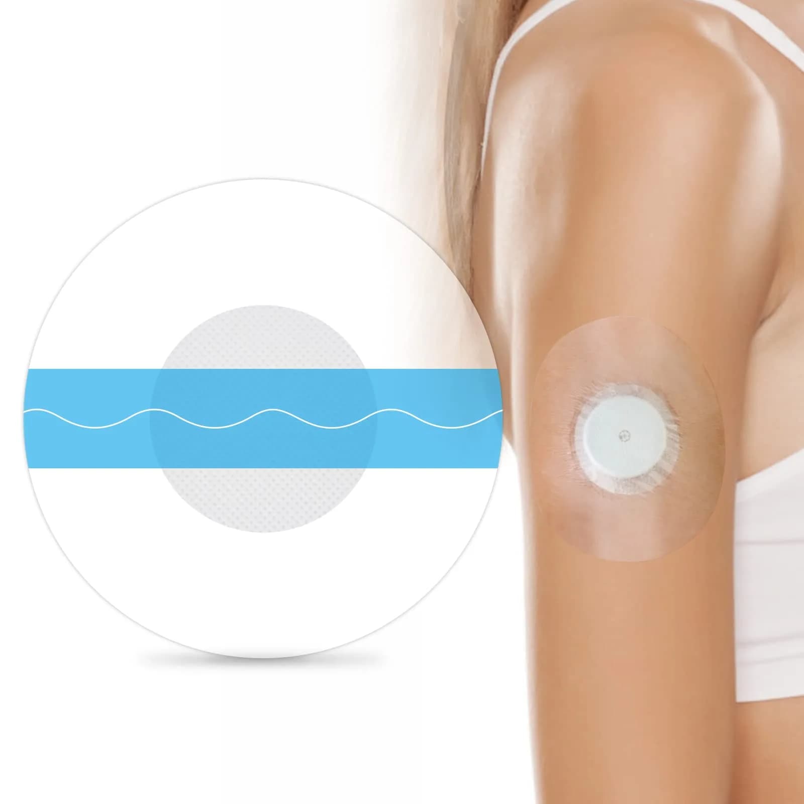 HONYOU Libre 2 Plus Sensor Covers & Lingo CGM Waterproof Freestyle Sensor Patches 40 Pack | Hypoallergenic & Latex-Free — Blue