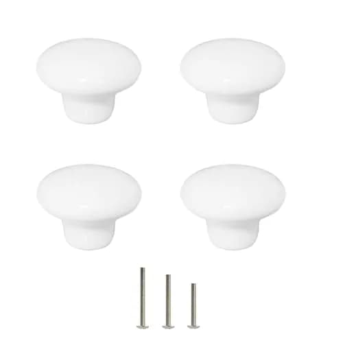 OctinPris White Ceramic Cabinet Knobs 4 Pack | Durable, Easy Install, Suitable for Kitchen & Furniture thumbnail 1