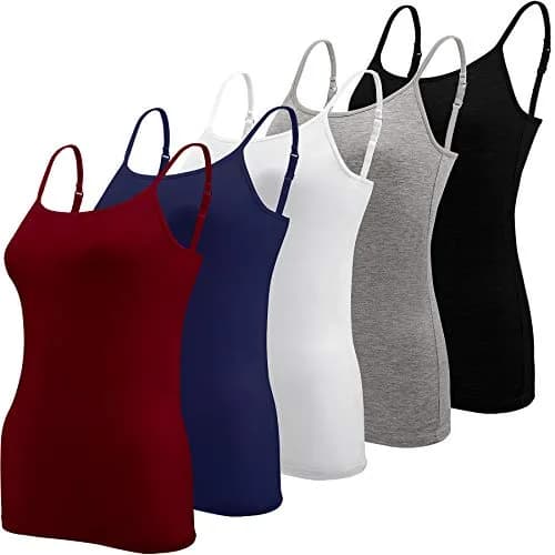 BQTQ Women's Camisole Tank Tops 5 Pack | Spaghetti Strap Undershirts, L thumbnail 1