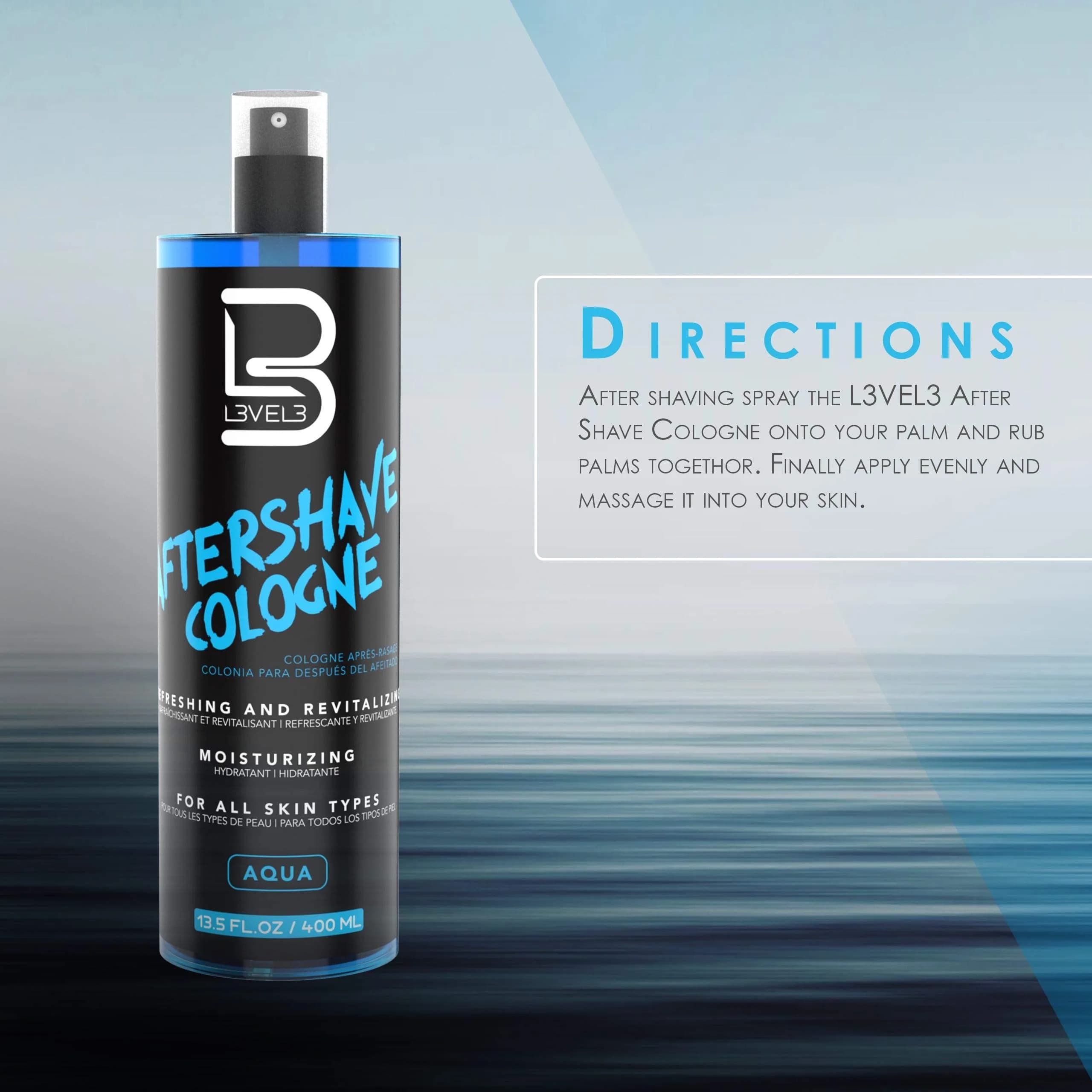 L3 Level 3 Aqua Aftershave Cologne Spray for Men, 400ml (13.5 fl oz) | Soothes and Refreshes Post-Shave Skin - view 5