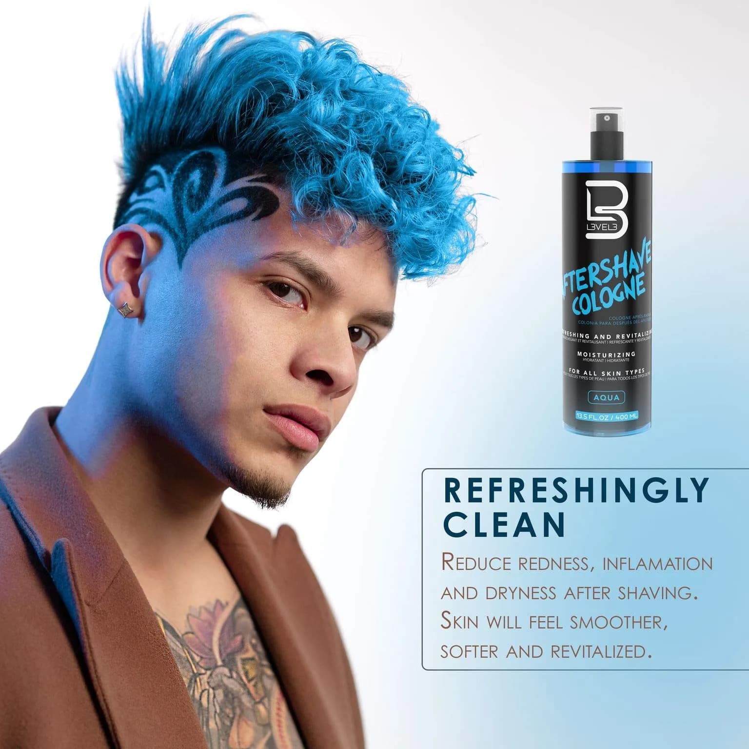 L3 Level 3 Aqua Aftershave Cologne Spray for Men, 400ml (13.5 fl oz) | Soothes and Refreshes Post-Shave Skin - view 3