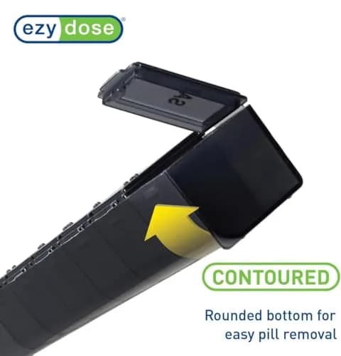 Ezy Dose Weekly Pill Organizer, Large Medicine Planner, Black | 7-Day Compartment Medicine Case thumbnail 2