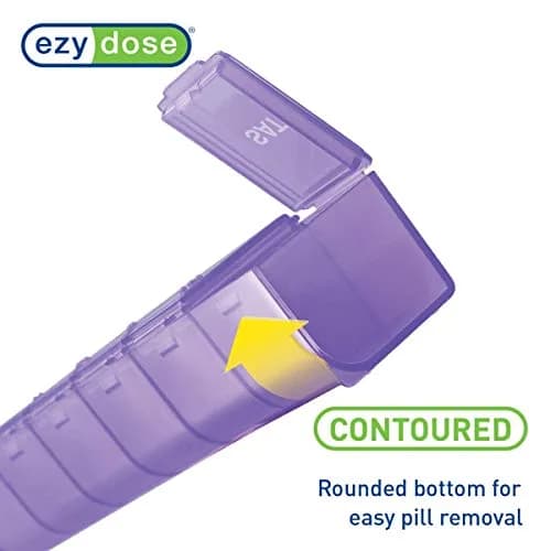 EZY DOSE Weekly 7-Day Pill Organizer Large Medicine Planner Purple | 7 Compartments thumbnail 4