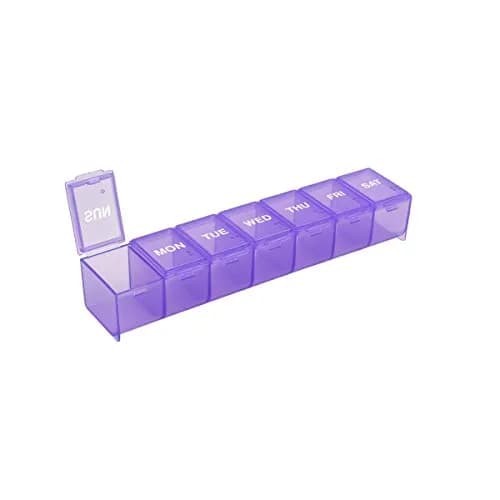 EZY DOSE Weekly 7-Day Pill Organizer Large Medicine Planner Purple | 7 Compartments thumbnail 1