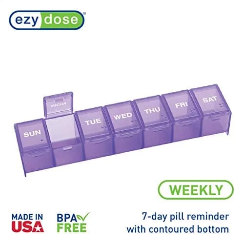EZY DOSE Weekly 7-Day Pill Organizer Large Medicine Planner Purple | 7 Compartments thumbnail 2
