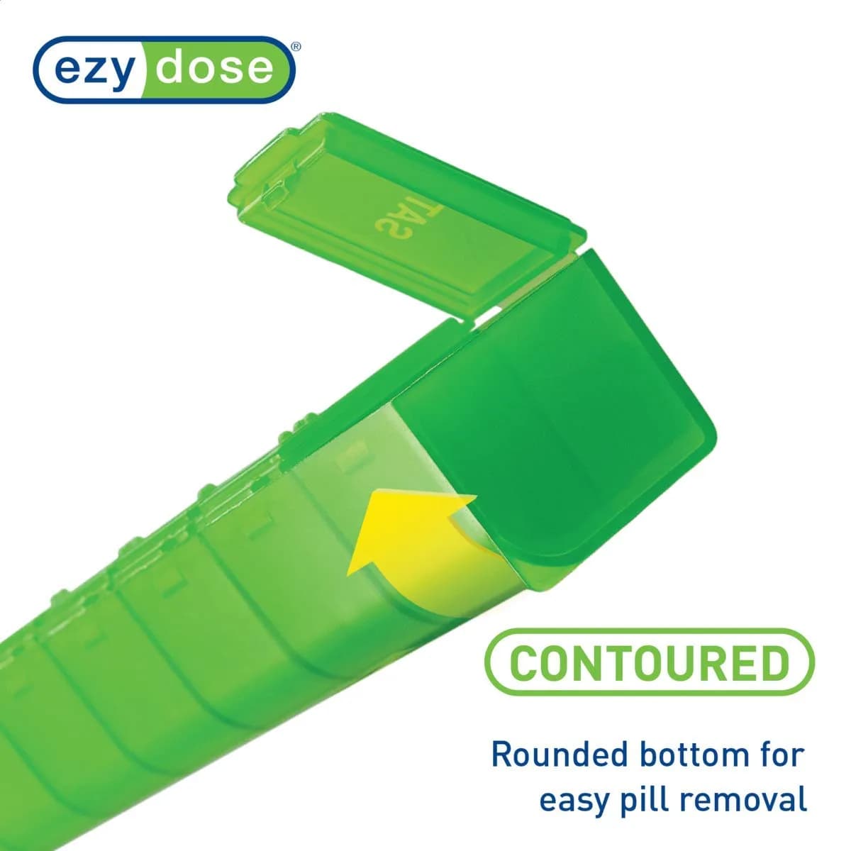 EZY DOSE Weekly Pill Organizer, Large Medicine Planner, Green | 7-Day Sunday-Saturday Layout - view 5