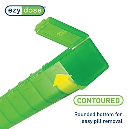 EZY DOSE Weekly Pill Organizer, Large Medicine Planner, Green | 7-Day Sunday-Saturday Layout thumbnail 5