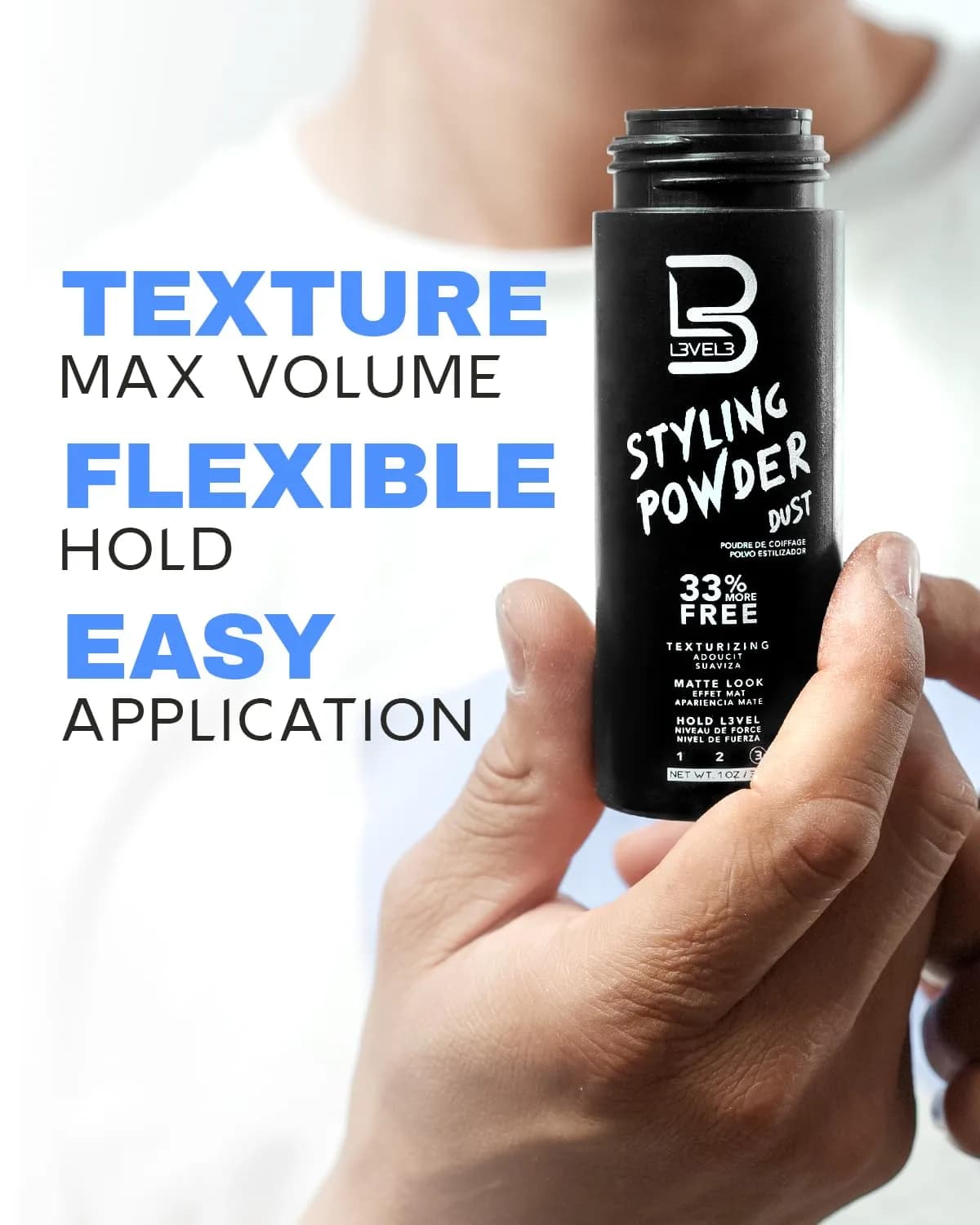 L3 Styling Powder for Men - Natural Look, Medium Hold, Volume & Texture - Small Size (30g) - view 4