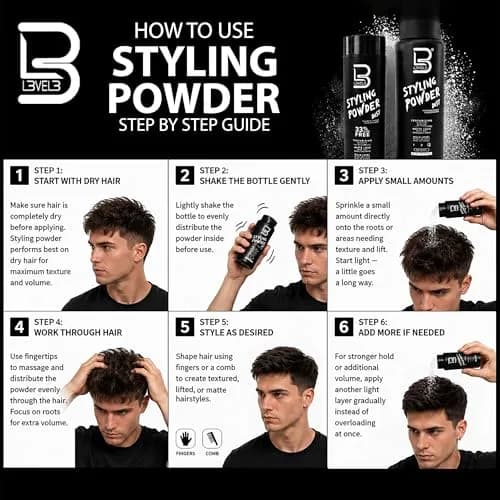 L3 Level 3 Hair Texture Powder for Men, Volume, Natural Look, 30g (1.05 oz) | Matte Finish Styling Agent thumbnail 5