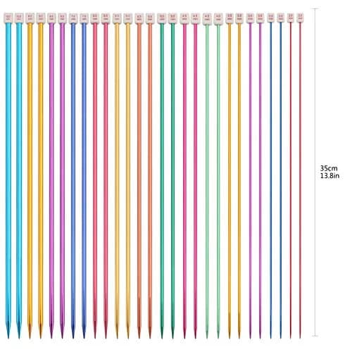 BCMRUN 28Pcs/14 Pairs Stainless Steel Knitting Needles Set, 35cm (13.8 Inches) | 14 Sizes 2.0mm-10.0mm thumbnail 3