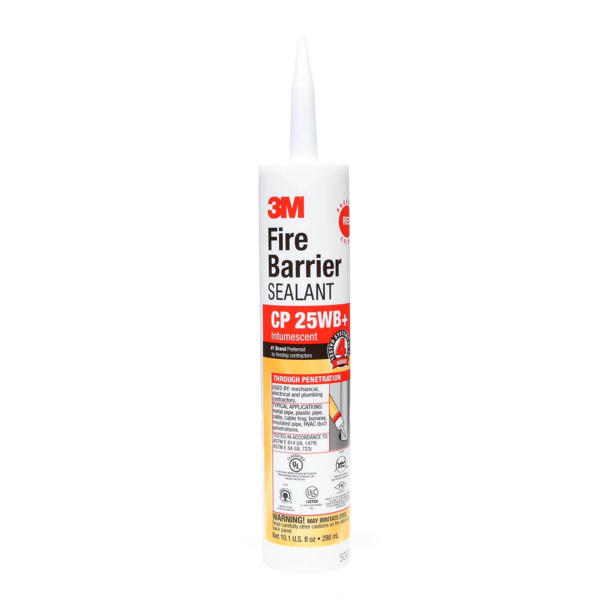 3M Fire Barrier Sealant CP 25WB+ Red Cartridge 10.1 fl oz (286 g) | Intumescent Firestop Sealant for Through-Penetrations