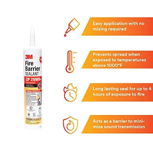 3M Fire Barrier Sealant CP 25WB+ Red Cartridge 10.1 fl oz (286 g) | Intumescent Firestop Sealant for Through-Penetrations thumbnail 4