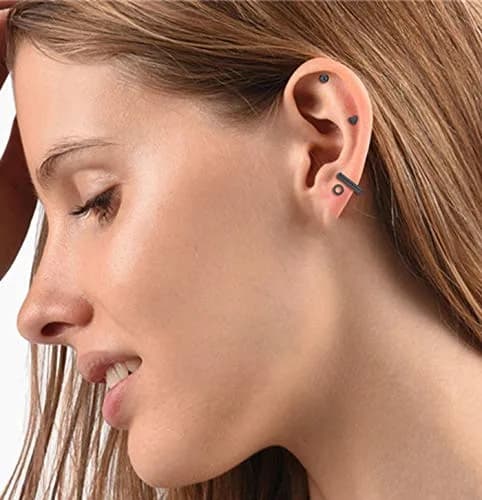 Staligue 18 Pairs Tiny Cartilage Stud Earrings | Stainless Steel, CZ, Flat Back, Unisex (Black) thumbnail 4