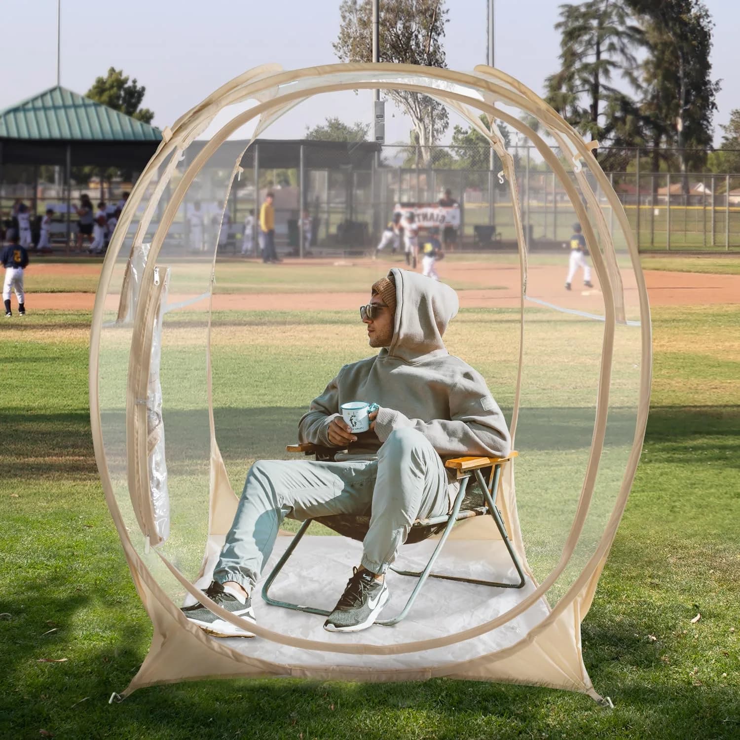 PrivatePod Sports Pod Pop-Up Weather Tent 40"x40"x62" | Cold Weather Sports Shelter for Outdoor Games — Pop Up