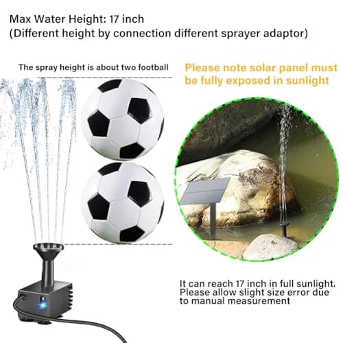 Biling Upgraded Solar Fountain Pump Kit with Ground Stake & 4 Nozzles | 160 L/h, 70cm Spray Height thumbnail 6