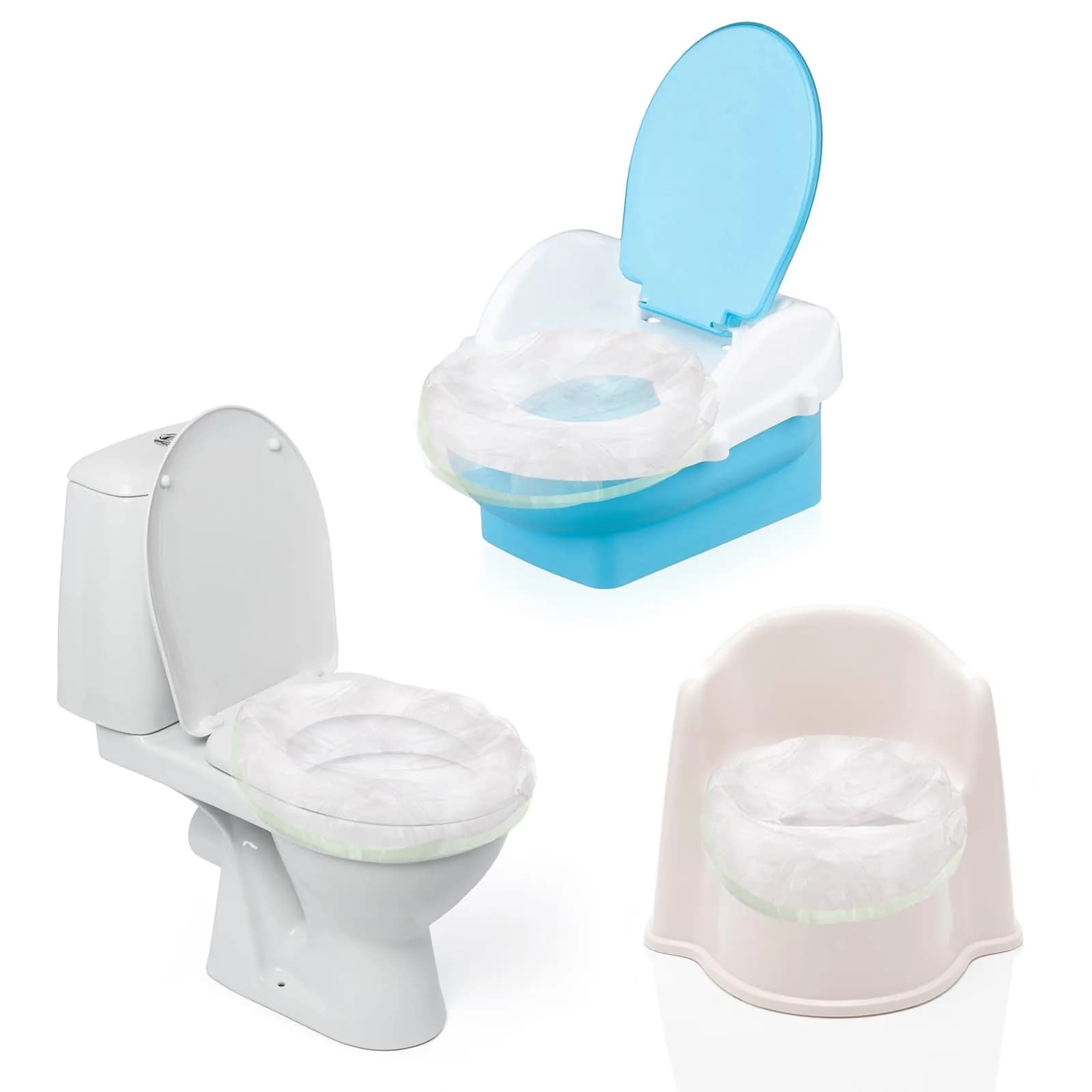 Tebery 200 Pack Portable Potty Chair Liners with Drawstring, Transparent PE Bags | Travel & Home Use - view 7