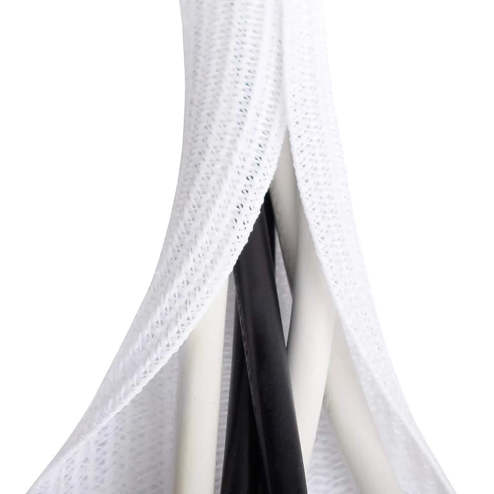 ZhiYo White Cable Sleeve 2m (6.6ft) | Protects Wires from Pets & Damage - main product image