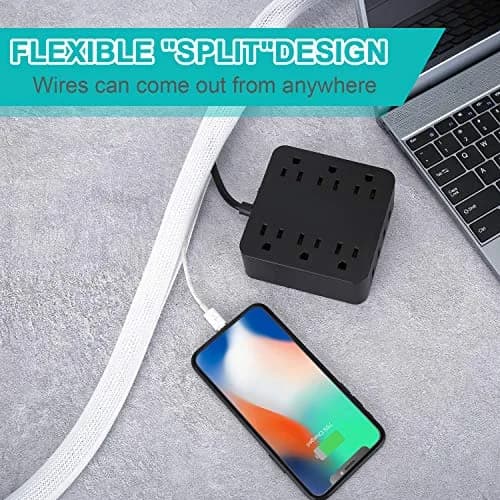 ZhiYo White Cable Sleeve 2m (6.6ft) | Protects Wires from Pets & Damage thumbnail 5