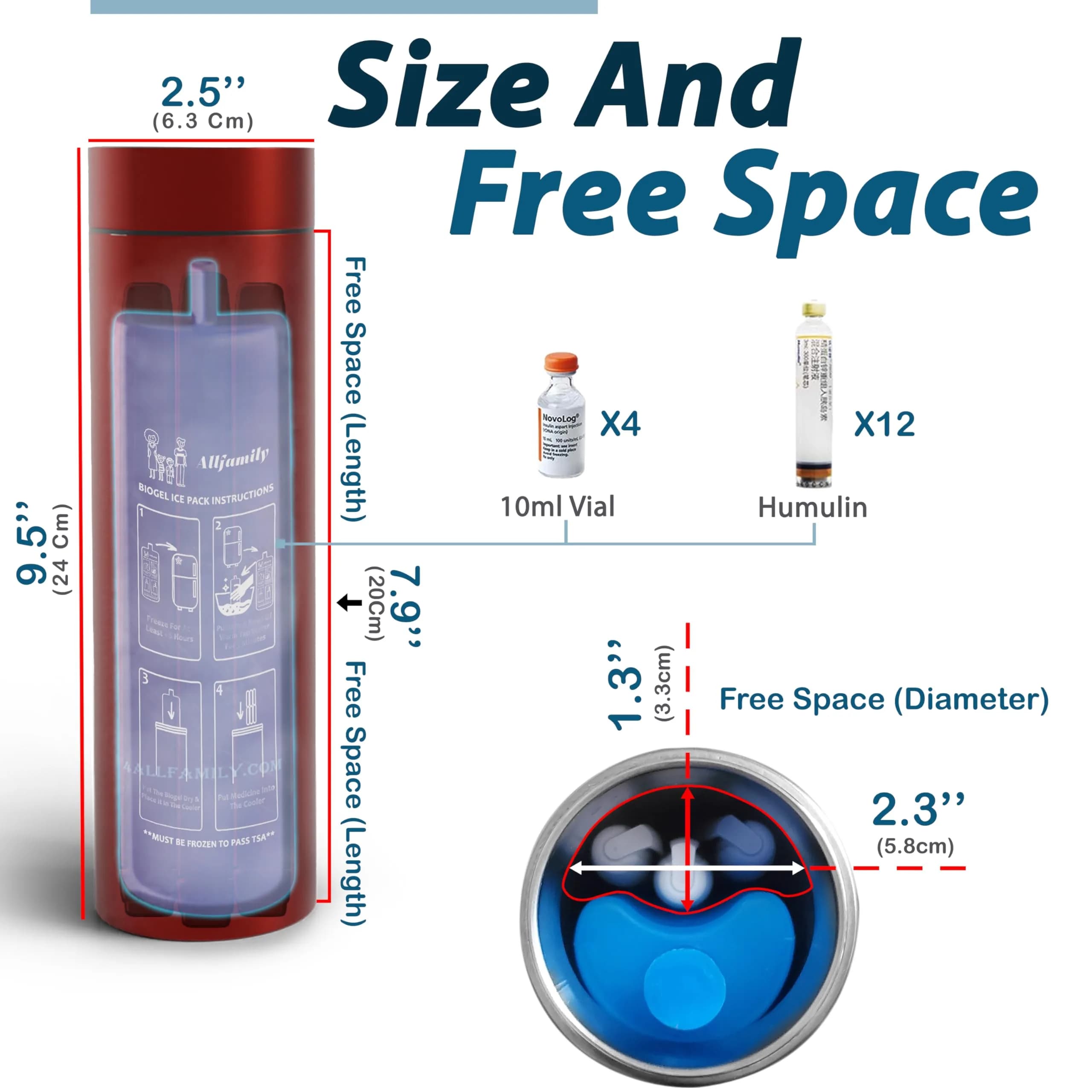4ALLFAMILY Nomad Insulin Travel Case Cooler Red Medium | Keeps Medicine Cool for 27 Hours in 104°F Heat - view 4