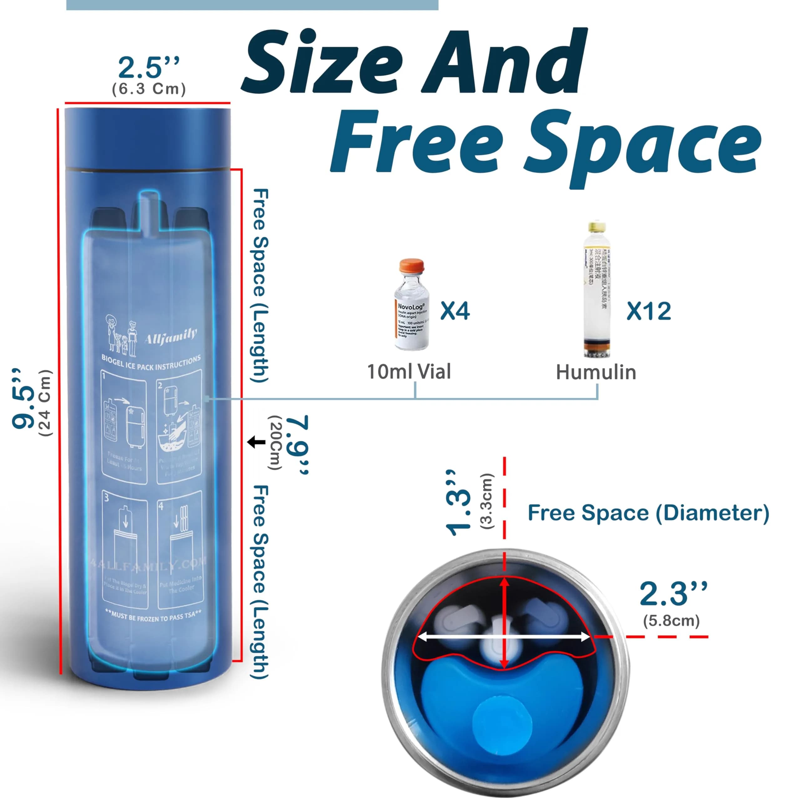 4ALLFAMILY Nomad Insulin Travel Case Cooler - Medium, Blue | Keeps Medicine Cool for 27 Hours in 104°F Heat - view 4