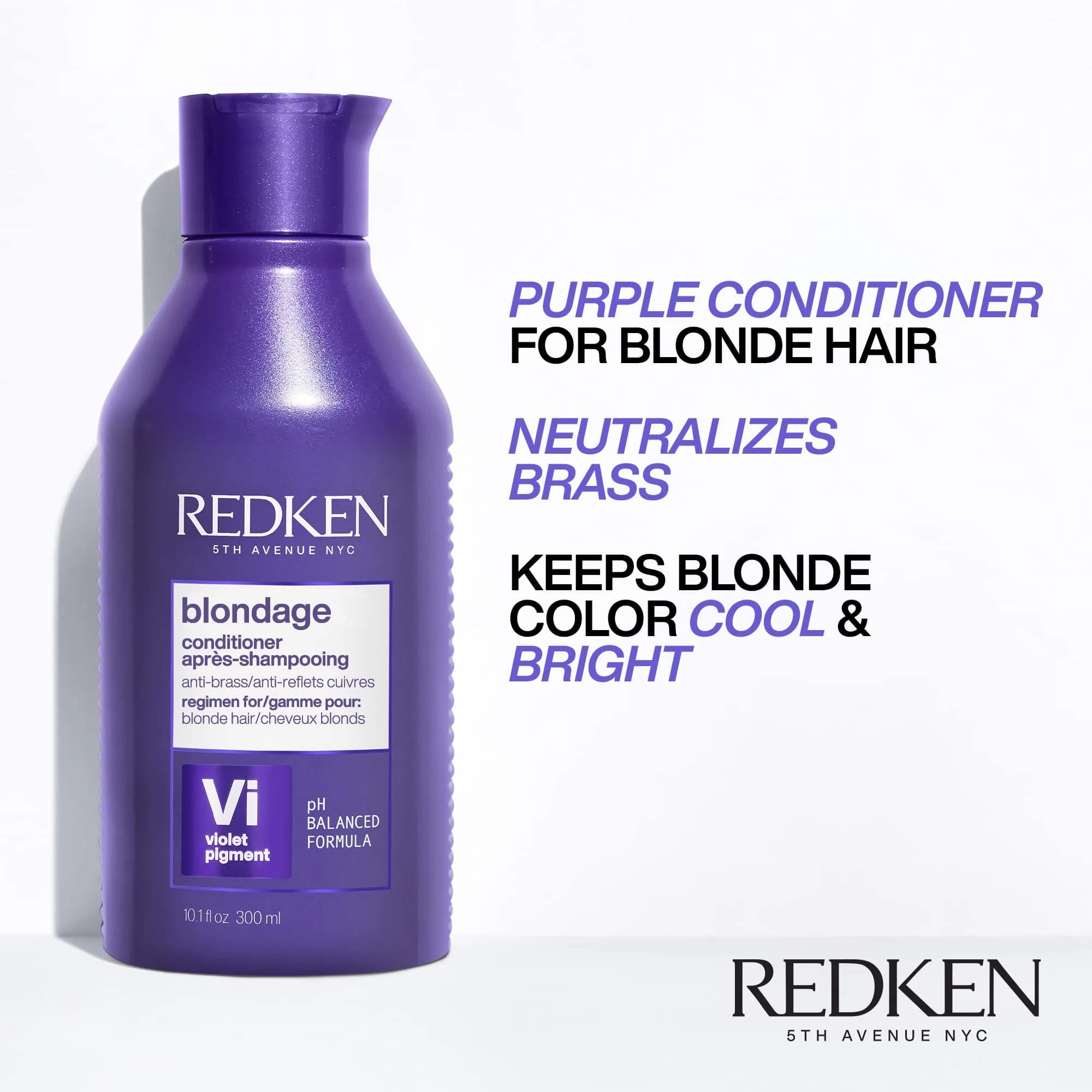 Redken Blondage Purple Conditioner 300ml (10.1 Fl Oz) | Tones Brassiness & Strengthens Blonde Hair - view 2