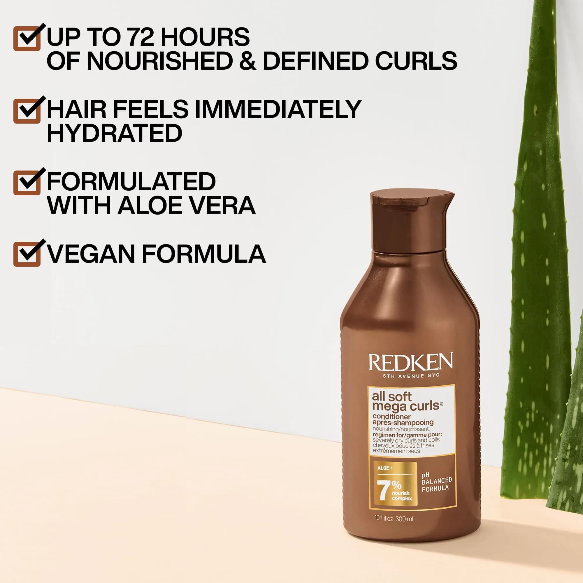 Redken All Soft Mega Curls Conditioner – For Curly Hair, 298ml (10.1 Fl Oz) | Professional Salon Formula - view 3