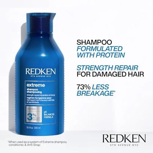 Redken Extreme Shampoo – For Damaged Hair, 300ml (10.1 Fl Oz) | Strengthens & Repairs Breakage thumbnail 2