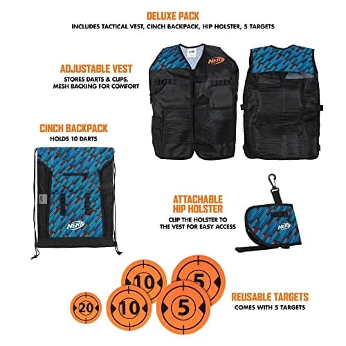 Nerf Elite Deluxe Tactical Gear Pack - Vest, Backpack, Holster & 5 Targets (Multi-color) thumbnail 2