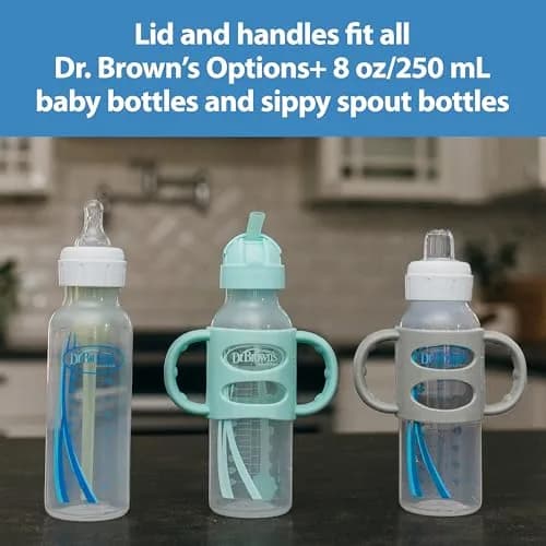 Dr. Brown's Narrow Sippy Straw Bottle with Handles, Blue, 8 oz | Transition & Motor Skill Development (110 characters) thumbnail 5