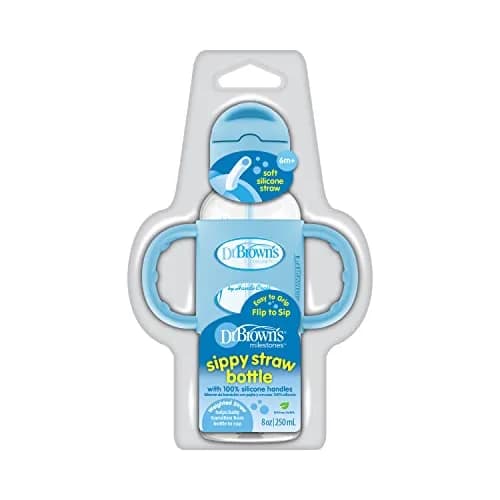 Dr. Brown's Narrow Sippy Straw Bottle with Handles, Blue, 8 oz | Transition & Motor Skill Development (110 characters) thumbnail 8