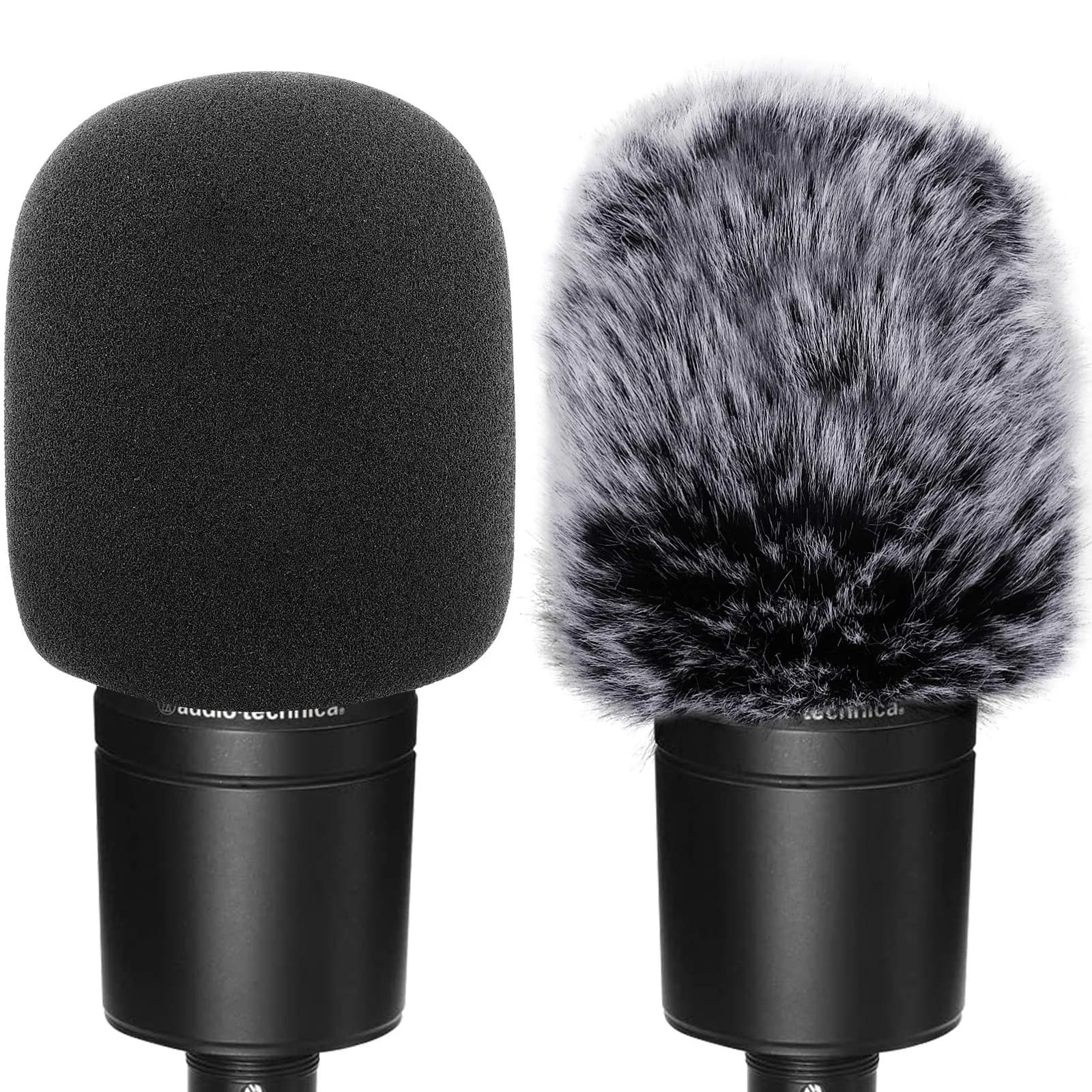 ChromLives Microphone Windscreen & Foam Cover 2-Pack for Zoom H5 H6 | Furry & Foam Wind Muff Set — AT2020 Windscreen