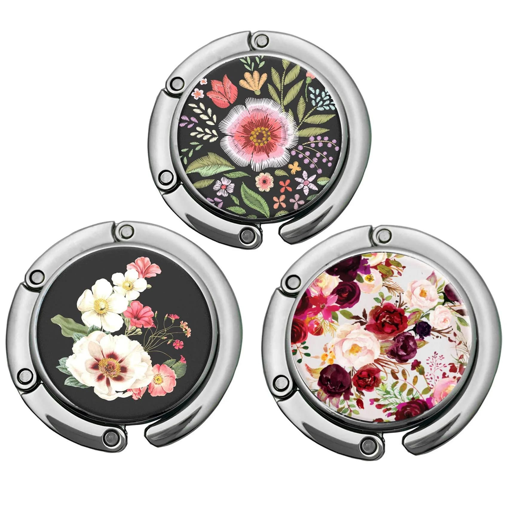Bosketo Foldable Purse Hook 3 Pack Amazing Flower Hook | Keeps Bags Clean & Safe — Amazing Flower Hook