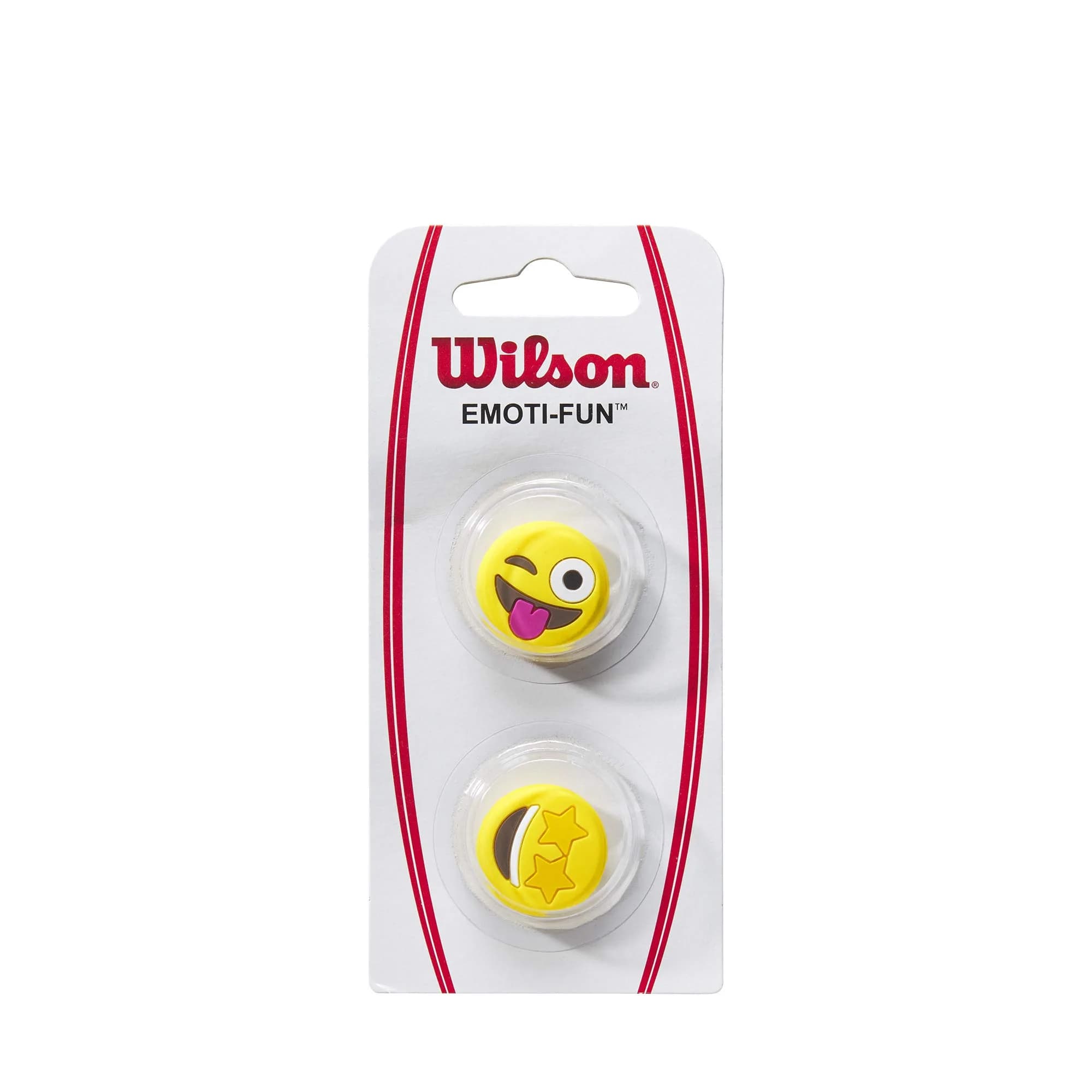 WILSON Emoti-Fun Tennis Dampeners - 2 Pack, Winking Tongue Out/Star Eyes Emojis, Yellow | Reduce Vibrations & Add Fun